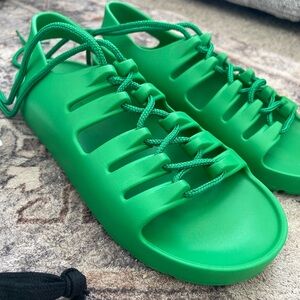 Bottega Vaneta green Lace-Up Rubber Gel Sandals